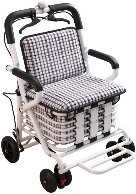 노인 보행 보조차 좌석형 접이식 실버카 경량 이동 보조기 휴대용 보행기 안정형, 1개