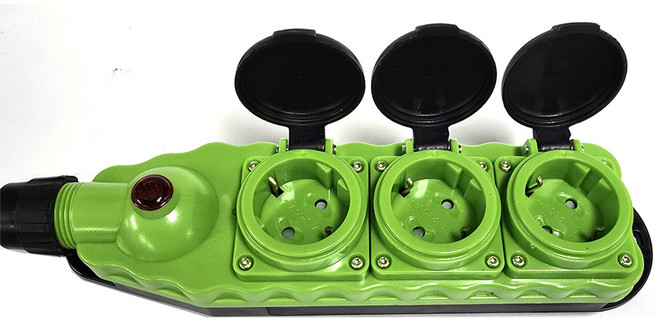 산업용 방수 방우 멀티탭 고용량 멀티탭 BY-53 3구, 1개, 그린, 1cm