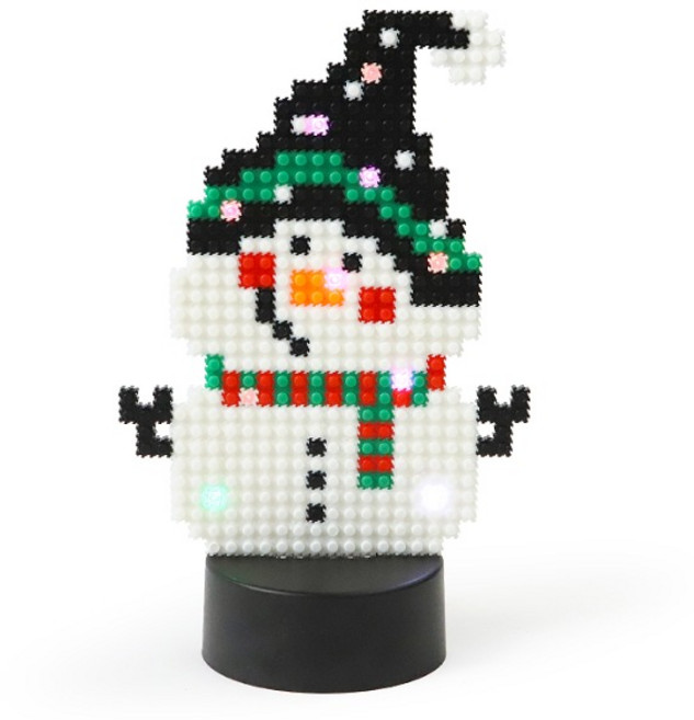 정인아트 디폼블럭(8mm) 크리스마스 눈사람 LED 10구 받침대 만들기 1인세트, 1개