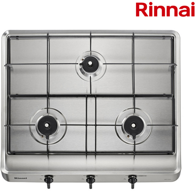 케이엠유통 [린나이]빌트인 3구 쿡탑 가스렌지 전원코드형 RBR-S3000 타공 560x480, LPG, 상세정보참조