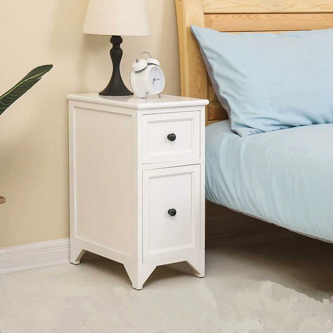 북유럽 좁은협탁 미니 사이드 틈새 폭좁은 침대협탁, 직접 설치, 화이트(화이트 손잡이) 20cm