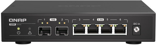 QNAP QSW-2104-2S 交換器 2個10GbE SFP+和4個2.5GbE連接埠 無風扇靜音設計 節能省電, QSW Series, 1個