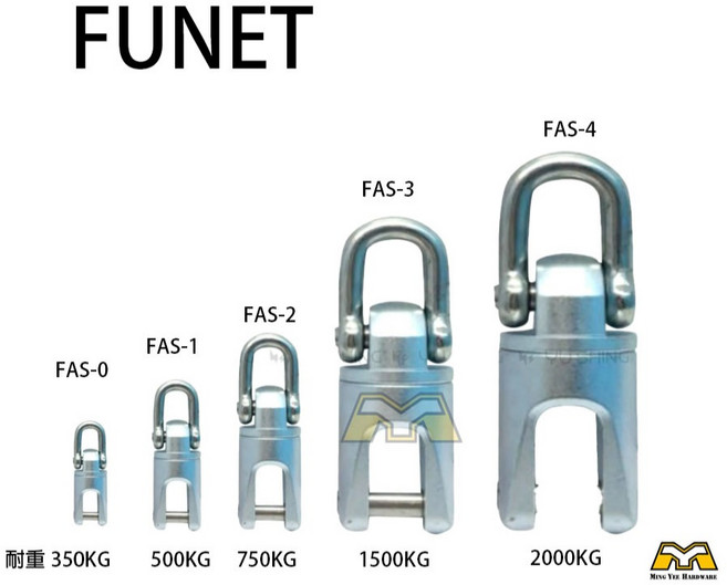 FUNET FAS培林式旋轉頭 白鐵拉力環 18mm-40mm 拉線用, 1個, FAS-3