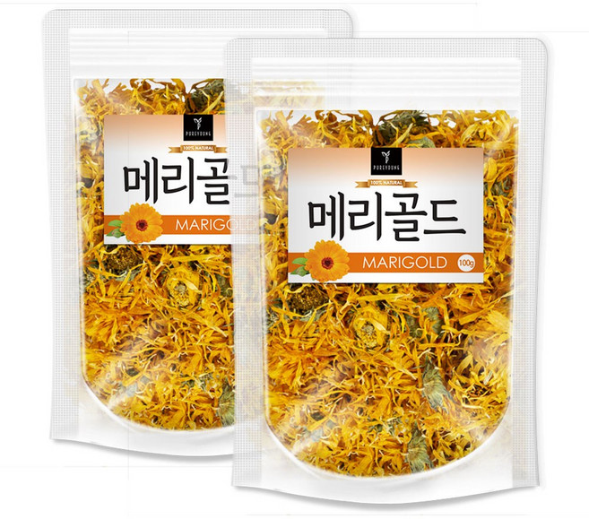 퓨어영 메리골드 꽃차 마리골드 금잔화 금송화 100g, 1개입, 2개
