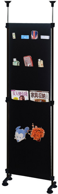 巴塞隆納 口袋屏風 頂天立地收納隔間, 黑色,60公分屏風換購大T腳