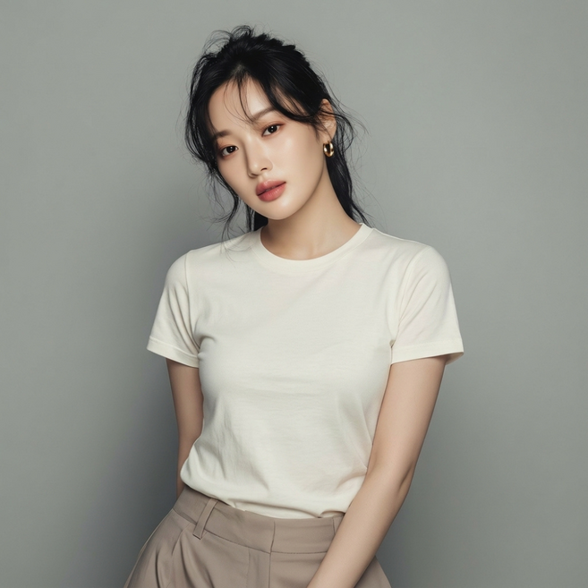 로비엘 프리미엄 모달실크 라운드넥 반팔 기본티