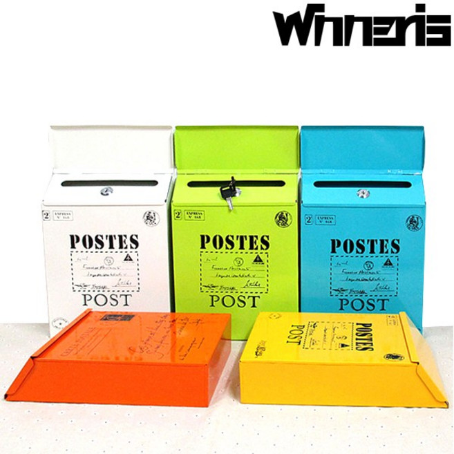 Winneris 인테리어 벽걸이 빈티지 우체통 디자인 우편함 스틸 카페 전원주택, 우체통(오렌지)