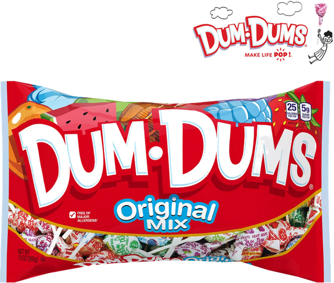 [Dum Dums] 덤덤팝스 캔디 Dum Dums Pops 막대사탕 롤리팝 사탕 369g Dum Dums Original Mix Lollipops, 1개