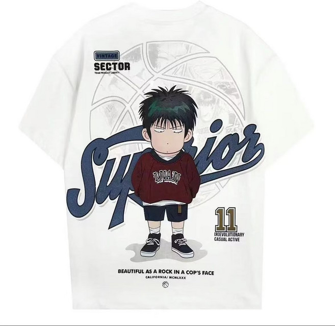 [실버플라워]남성 박스티 라운드넥 슬램덩크 반팔 티셔츠240510-001