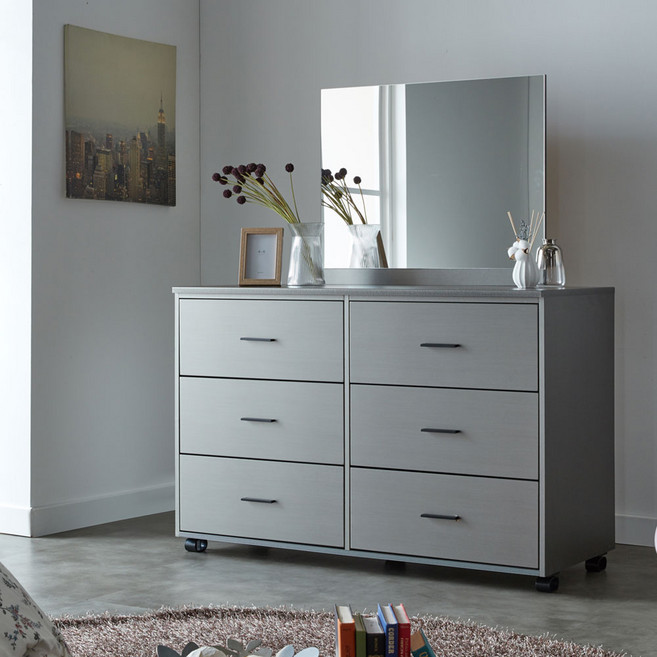 이너프1200 광폭 3단서랍장 와이드서랍장 깊이 43cm 속깊은 서랍, 스틸그레이, 3단