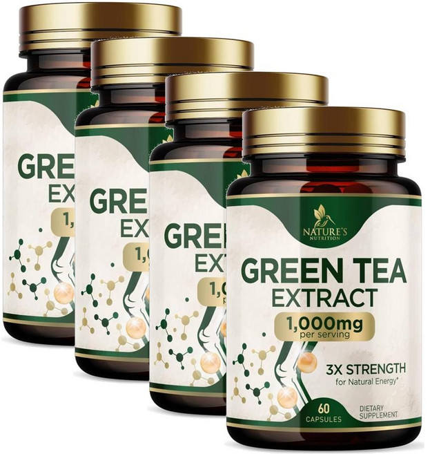 네이쳐뉴트리션 그린티 녹차 추출물 1000mg 캡슐 Nature's Nutrition Green Tea Extract, 4개, 60정