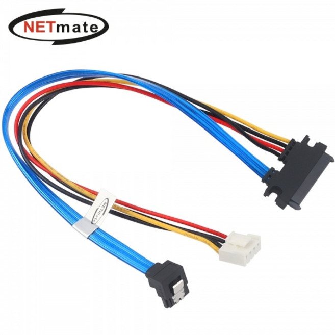 강원전자 넷메이트 NM-SAT15 SATA 22핀 / SATA + VH3.96 4핀 꺾임 케이블 0.3m, 1개, 본상품선택
