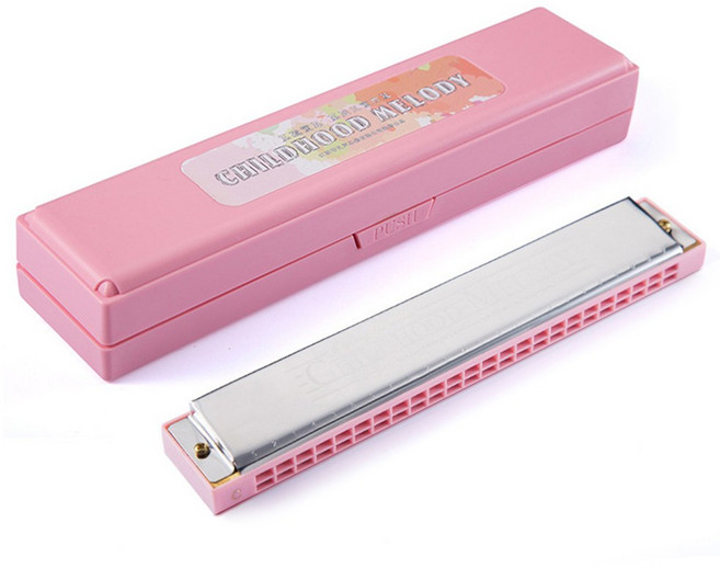 BUZOO 학습용 하모니카 24홀 하모니카 c키 24홀, 1개, 핑크색