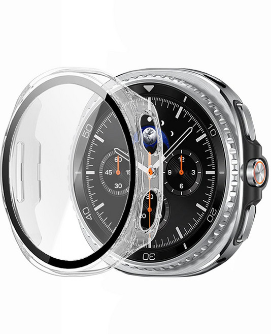 갤럭시 워치8/워치8 클래식 공용 강화유리필름 일체형케이스 보호필름 커버 케이스 40/44/46mm, 투명