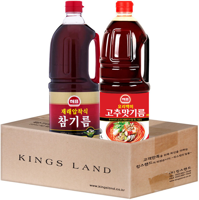 해표 재래압착식참기름1.8L+해표 고추맛기름1.8L, 1.8L, 1세트