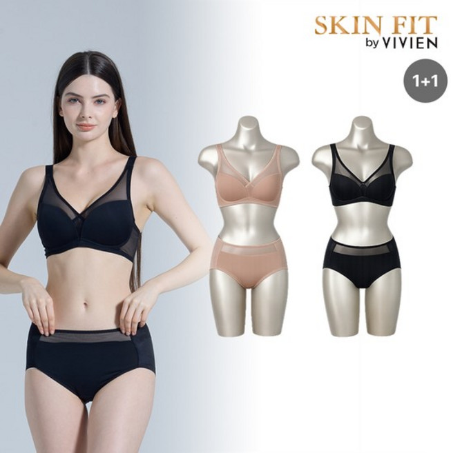 [2+2] 스킨핏 컴팩트 노와이어 브라팬티 여자속옷세트