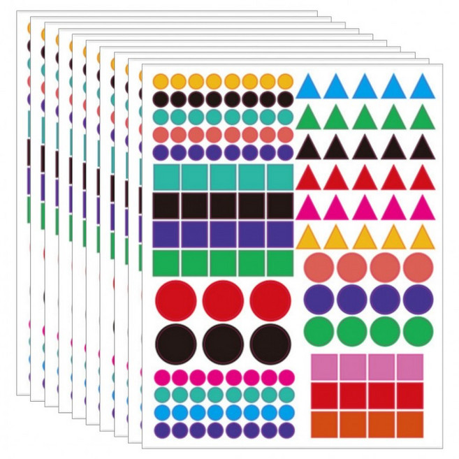1500개입 도형 스티커 원형 삼각형 사각형, 혼합(S5168), 1세트