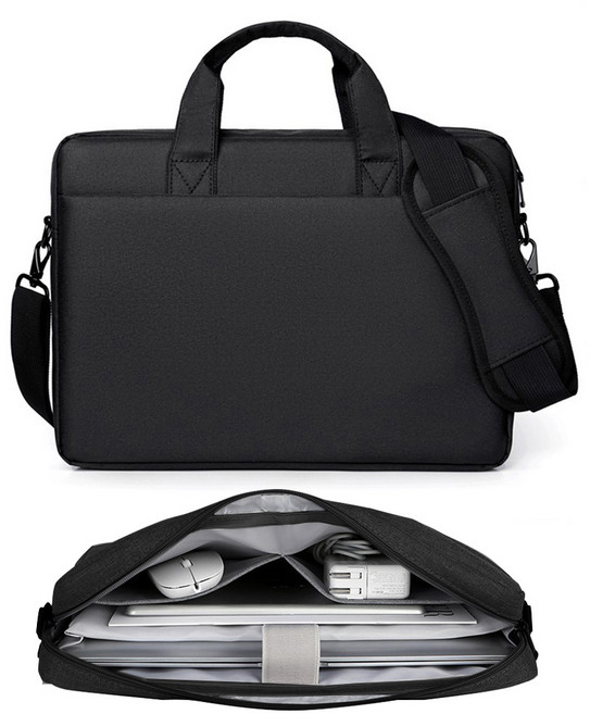 뷰씨 대용량 멀티백 패브릭 방수 노트북 직장인 대학생 크로스백 가방, 블랙, 1개