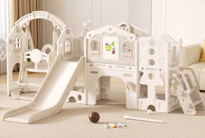 아기 미끄럼틀 어린이 실내 소형 그네 장난감 놀이터, 1개, 세트 D 모카