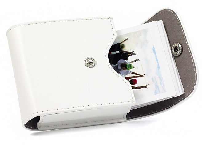 로모인스턴트 카메라 호환 가죽 오토맷 필름 케이스, 1개, 사진 보관 가방 화이트