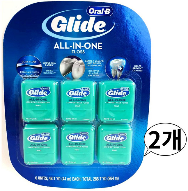 오랄비 글라이드 민트 치실 44m, 6개입, 2개