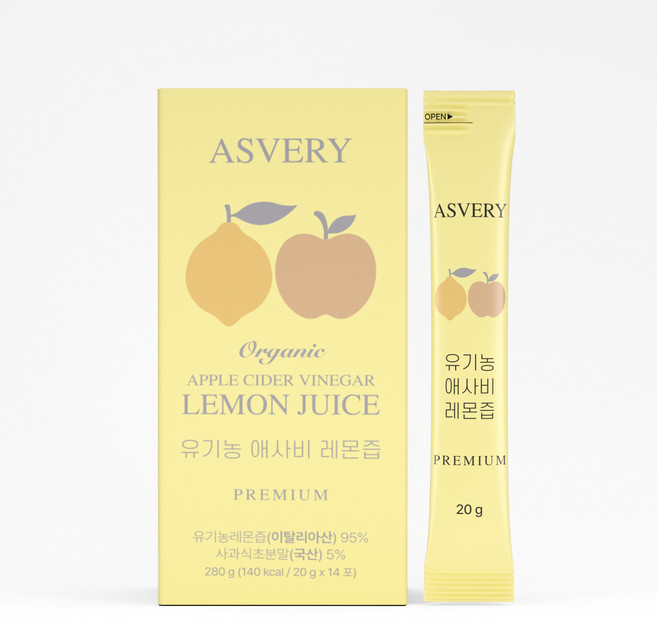 ASVERY 애즈베리 유기농 애사비 레몬즙, 1박스, 20ml