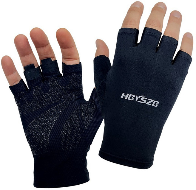 알리노 오토바이 여름 장갑 반장갑, 블랙