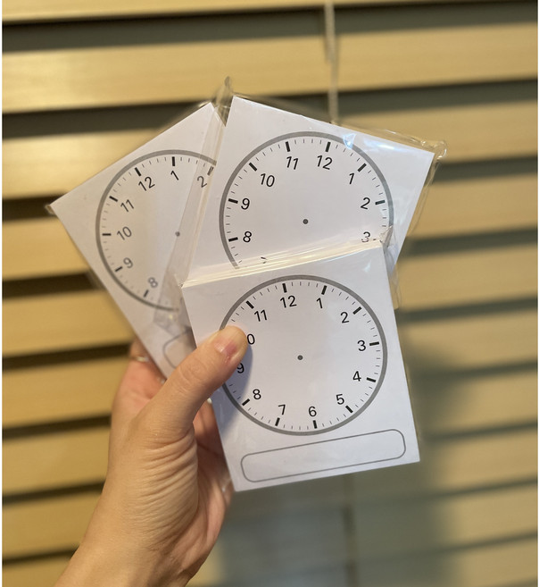 유아 초등 수학 시계 공부 학원 시각 시간 점착메모지 학습교구 초1 초2 문제집 인지, 3개