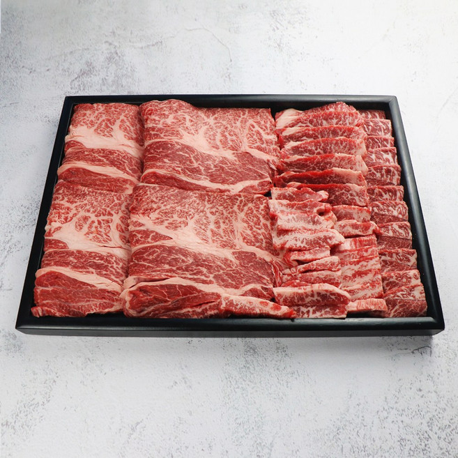 육가공장직송 1++등급 한우선물세트 9)등심 + 갈비 + 특수부위 1.2kg 채반