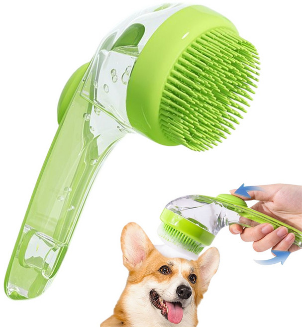 강아지 목욕 브러쉬 반려동물 원터치 샴푸브러쉬, 녹색, 2개