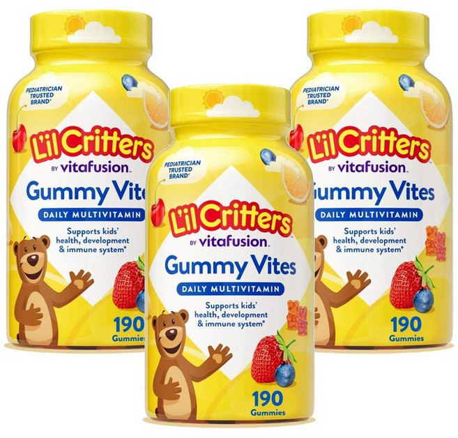 릴크리터스 비타퓨전 구미 바이트 키즈 멀티비타민 190정, 3개