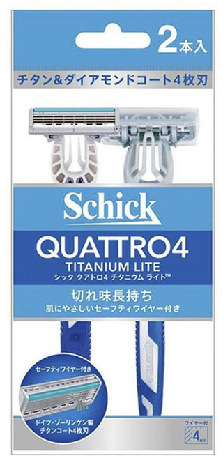쉬크 콰트로 4 티타늄 라이트 일회용면도기, 1개, 2개입