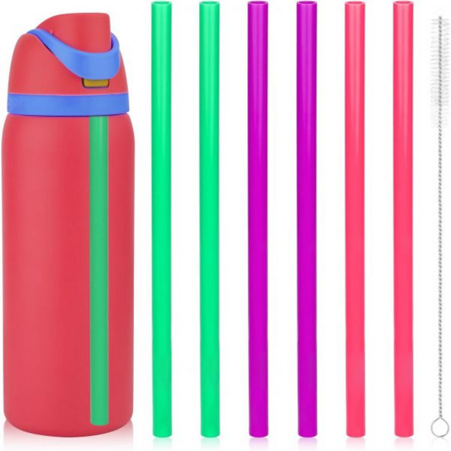 6개 세트 Owala FreeSip 40온스 교체용 스트로 세척용 클리너 브러시 포함 재사용 가능한 플라스틱 단열 스테인리스 스틸 실리콘 물병 텀블러 컵 고무 액세서리 부품 3, 1개