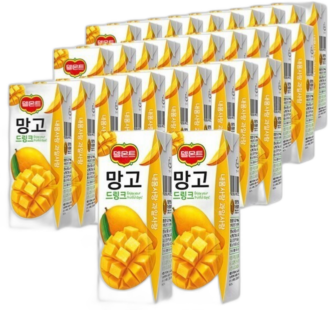 델몬트 망고 팩 주스 미니 과일 음료 드링크 교회 회사, 190ml, 32개