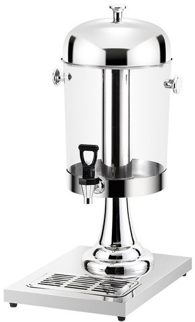 음료디스펜서 스테인레스 업소용 주스 탄산 워터 대용량 워터저그 호텔용 뷔페용, 실버 8L 싱글 헤드, 1개