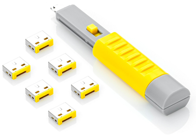 스마트키퍼 유일 국내 제조 USB 포트락 6P + 락키 세트 포트 보안 차단 잠금 장치 시스템 물리보안 감사, USB포트락 6개 + 베이직 키 1개, 옐로우(YL), 1개