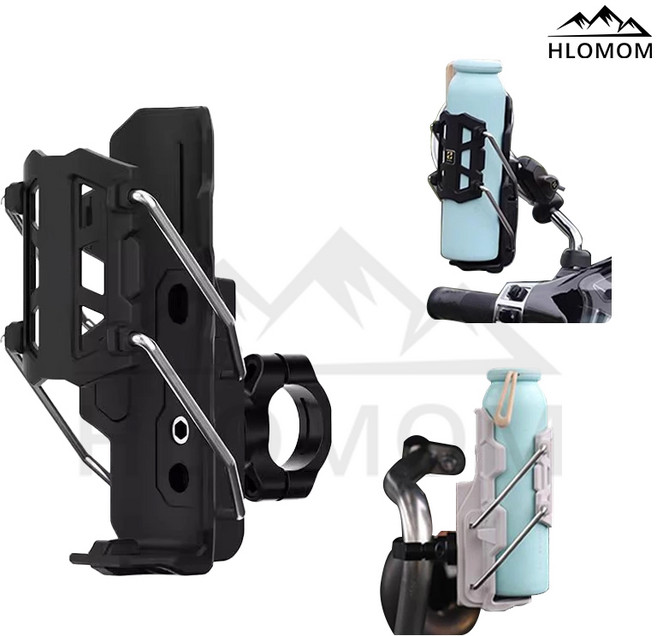 HLOMOM 自行車水杯架 單手操作 多角度調整 適用多種車型 360度旋轉, 黑色, 1個