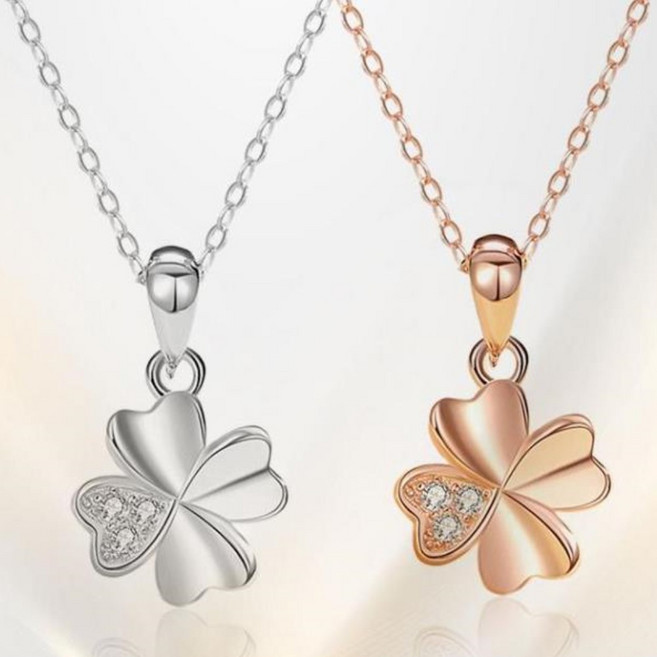 긍정샵 14K 도금 행운 네잎클로버 목걸이