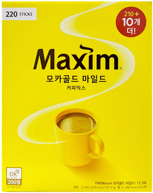 맥심 모카골드 마일드 커피믹스, 12g, 220개입, 1개