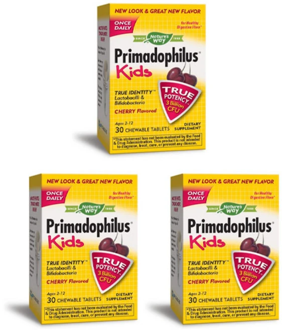네이쳐스웨이 프리마도필러스 유산균 어린이용 츄어블 타블렛 체리맛, 30정, 3개 - 쿠팡
