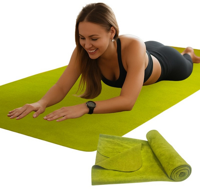 논슬립 요가매트 타올 휴대용 미끄럼방지 필라테스 매트, 1개, 올리브