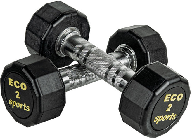 에코스포츠 프리미엄 옐로우심볼 12각 고무덤벨, 2개, 2kg