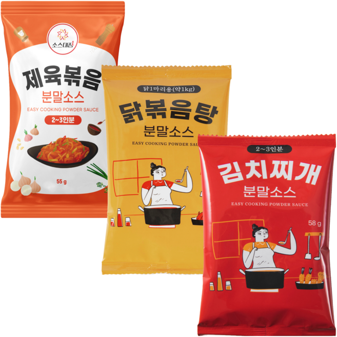 김치찌개소스 58g+제육볶음소스55g+닭볶음탕소스80g 한식소스 3종세트, 1세트, 193g
