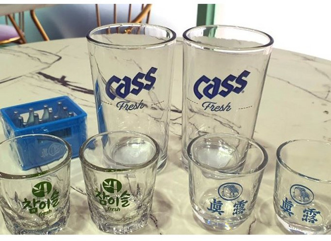 진로 참이슬소주잔 오비라거 테라 카스맥주잔 홈쏘맥잔, 빅러브잔, 1개