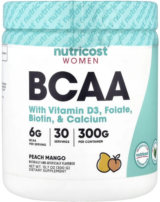 Nutricost 여성 비타민D3 엽산 비오틴 칼슘 함유 BCAA 복숭아 망고 맛 300g(10.7oz), Nutricost여성비타민D3엽산비오틴칼슘함유BCAA복, 300g, 1개 - 쿠팡