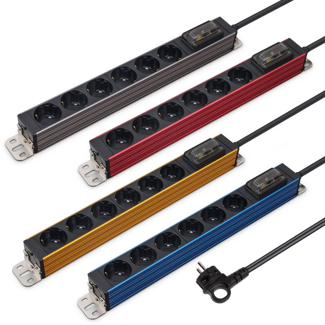 (서버탭 고용량멀티탭 누전차단기) 2구 3구 4구 6구 1.5M 3M 5M 최대4000W 국산 KC KS인증 메탈브라켓 난연, 골드, 1개