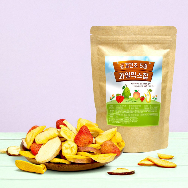 미다몰 동결건조 5종 과일 믹스칩 과자 30g+30g, 2개, 30g