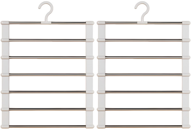 비브랜드 사다리 세로형 공간절약 목도리 바지 멀티 옷걸이, 화이트, 2개