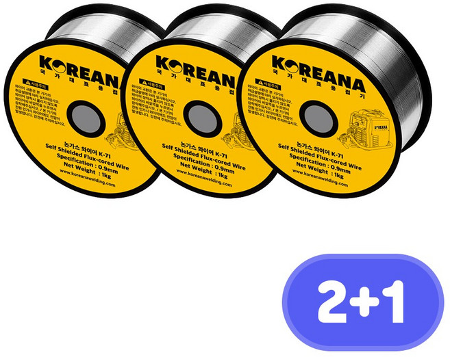 코리아나 논가스 와이어 용접봉 철용 0.9mm 1kg, 철용_미그호환_K71, 3개