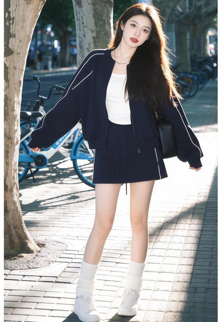 休閒運動套裝 衛衣外套短裙兩件套